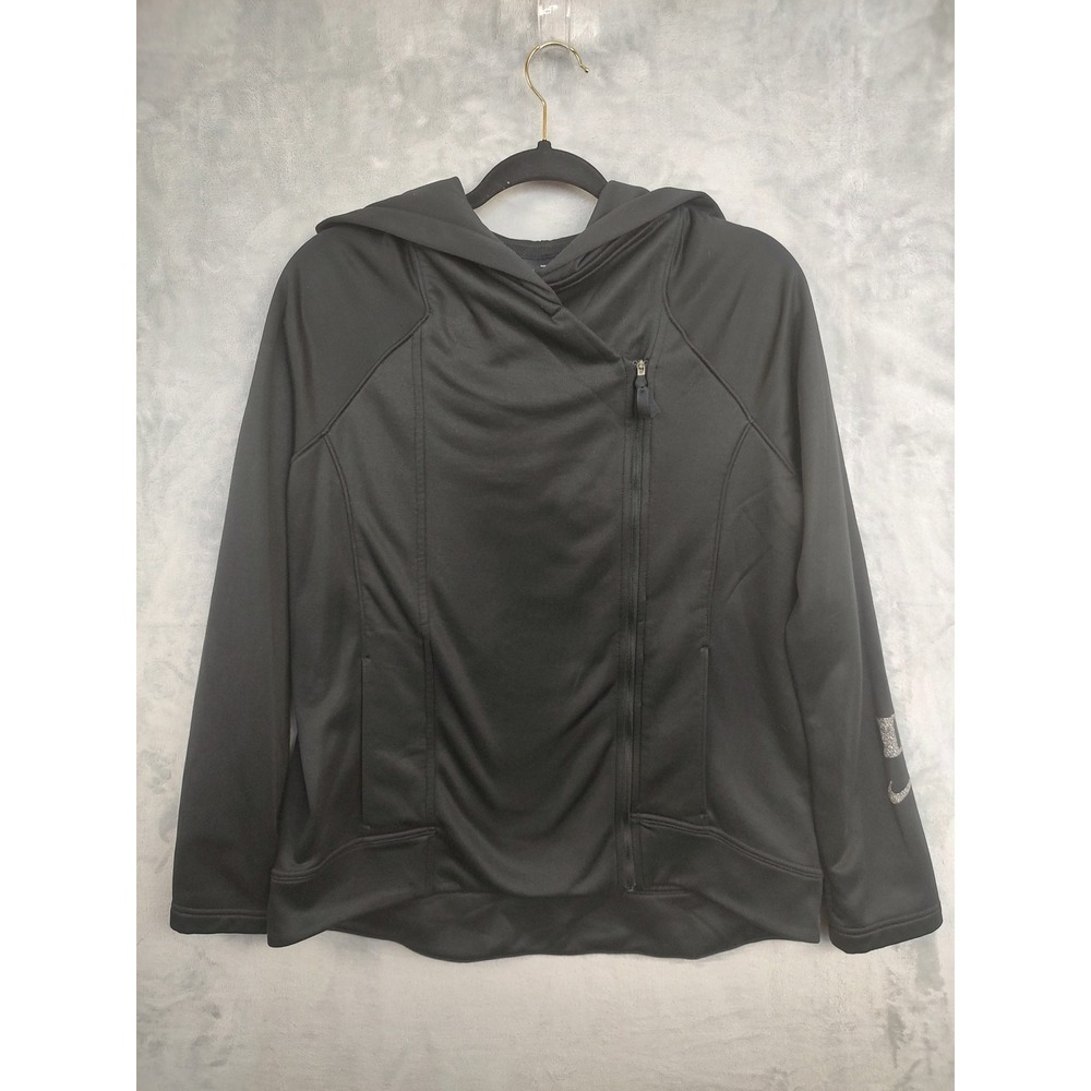 Nike Womens Duke University Asymmetrical Zip Hoodie Black Therma-FIT Medium